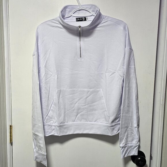 Scacto Tops - Scacto White Long Sleeve Quarter Zip Hoodie - Brand New with Tags